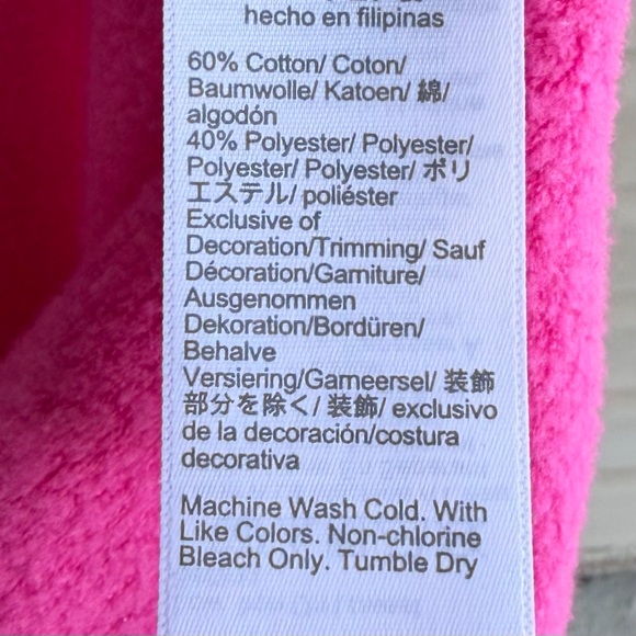 •J.Crew• Hot Pink Button-Neck Pullover Sweatshirt - Size Large - Picture 6 of 7